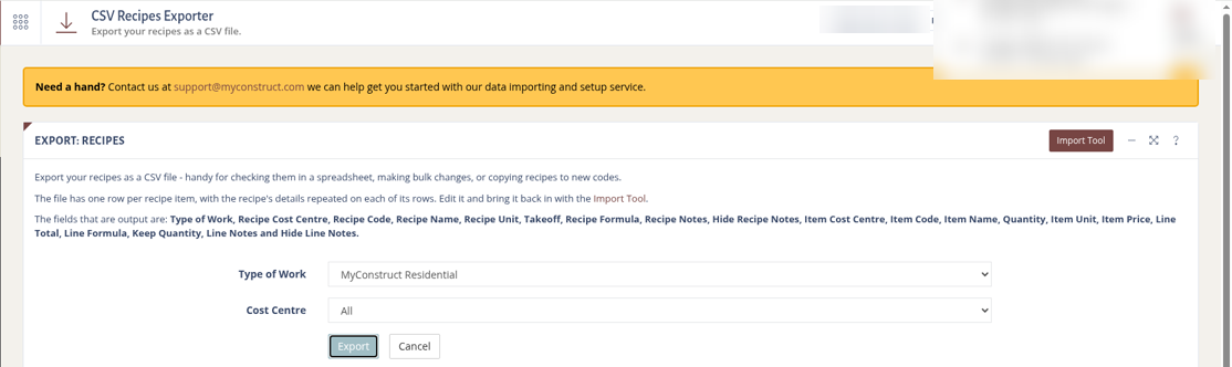 The CSV Recipes Exporter.